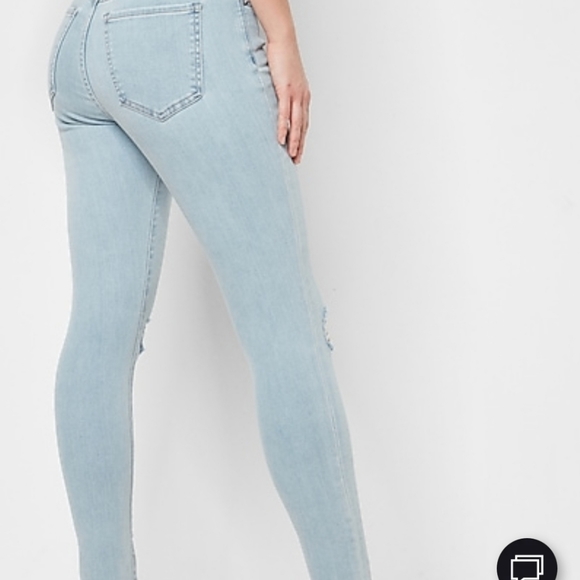 Express Light Wash Low Rise Skinny Distressed Jeans - Picture 12 of 13